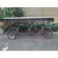 A French Style Wrought Iron and Marble Console Table