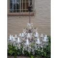 An Antique 20th Century Circa 1920 Rare Pair of Crystal Chandeliers