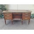 A 20th Century French Empire Style Mahogany Desk with Leather and Gilt Tooling Writing Surface an...