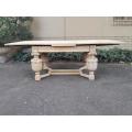 An Antique Ornately Carved French Style Oak Extensions Table in a Contemporary Bleached Finish