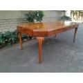 A 20th , Circa 1930s Walnut and Burr Walnut Dining Table With Crank Handle