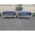 A 20TH Century Pair of French Style Carved Walnut Settees in a Contemporary Bleached Finish and U...