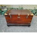 A 19th Century Circa 1800 Regency Mahogany Chest on Stand with Four Bun Feet and Brass-mounts