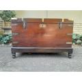 A 19th Century Circa 1800 Regency Mahogany Chest on Stand with Four Bun Feet and Brass-mounts