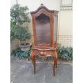 A 20th Century French Style Vitrine / Display Cabinet with Gilt Mounts and a Leather Inlaid Writi...