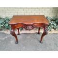 An Antique Jacobean Ornately Carved Oak Card Table with Black Baize