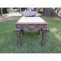 A 20th Century French Style Ornately Carved And Gilded Table / Side Table with Cream Marble Top
