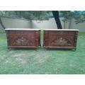 A 20th Century Rare Pair of Mahogany Server  /  Sideboards  /  Cabinets with Ormolu Mounts and Cr...