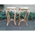 A 20th Century Pair of French Style Carved and Hand Gilded Side Table with Marble Top