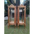 A Pair of 20th Century French Style Pair Carved & Gilded Display Cabinets  / Vitrines