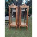 A Pair of 20th Century French Style Pair Carved & Gilded Display Cabinets  / Vitrines
