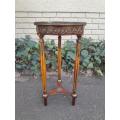 A 19th Century Circa 1895 French Walnut and Beechwood Table with Gilt Metal Mounts and White Marb...