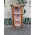 A Rare 19th Century French Walnut Vitrine / Display Cabinet with Gilt Metal Mounts, Marble Top, K...