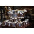 Set Of 10 Sheridan Taunton Silversmiths Punch Bowl, 8 Cups & Ladle