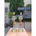 A Pair Of Brass Rococo Putti Crystal Cherub Lamps