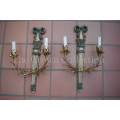 Pair Mid 20th Century Painted & Gilt Wall Lights / Sconces- ND