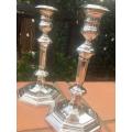 Pair of Mappin & Webb plated candlesticks