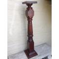 Carved mahogany pillar / plinth with fluted stem and square base