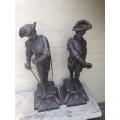 A pair of late 19thC/early 20thC spelter Cavalier Figures