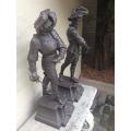A pair of late 19thC/early 20thC spelter Cavalier Figures