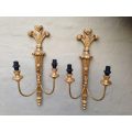 20th Century Carved Giltwood Double Arm Wall Sconces Ex Mount Nelson Hotel Cape Town (A few pairs...