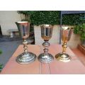 Set of 3 19th Century Silverplate Chalices