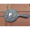 Antique Sterling Silver Hand Held Mirror With Repousse Work - Birmingham 1913