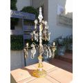 A Pair Of Glass And Metal Lustre Candelabra