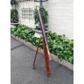 A Teak, Brass And Leather Telescope On Telescopic Stand