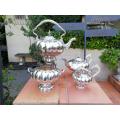 A Late 19th Century Silver-plated & Bone Tea Set With a Tilt Kettle on a Warmer/burner Stand