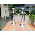 A Pair Of 20th Century Gorham Silver Plate Three Light Candelabras Candle Holders  Convertible ...