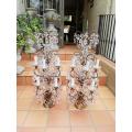 A 20th Century Large Pair Of French Style Crystal Lamps Electrified