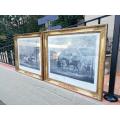 A Pair of Prints In Ornate Giltwood Frames. After Vernet La Course and Preparatifs Dune Course