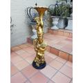 An Extremely Tall Gilt-painted Carved Wooden Candleholder