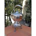 A Victorian Circa 1890 Silver-Plate Tea Kettle On Stand With Burner