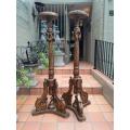 A 20th Century Pair Of French Style Giltwood Floor Or Table Candle Holders / Sticks / Plinths