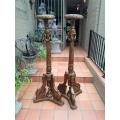 A 20th Century Pair Of French Style Giltwood Floor Or Table Candle Holders / Sticks / Plinths