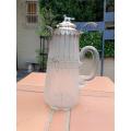 An Antique 19th Century Dutch Silver-mounted and Etched Glass Claret Jug with Dog Finial
