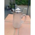 An Antique 19th Century Dutch Silver-mounted and Etched Glass Claret Jug with Dog Finial