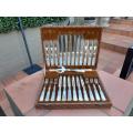 A Late 19th / Early 20th Century Silver Plate Cased Set of Twelve Fruit Forks and Knives and Frui...