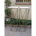 A Pair of Antique Gold Decorative Large Size Wrought Iron Plinths with Marble Tops Custom-Made fo...