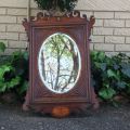 Early 19th Century Georgian Mahogany & Gilded Wall Mirror with Carved Frame & Inlaid Fan Motif