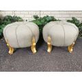 Pair Of French Style Hand-Gilded With 2Gold Leaf Tuffets / Ottomans