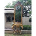A French gilt console table and mirror with marble top Circa 1900