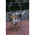 Edwardian Silver Plated Tea Kettle on Stand