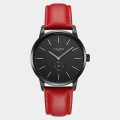 TOM & FRED London Women's Swiss "Mairi" Ion Black/Red Leather Watch **Brand new**