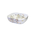TCB003- White and Floral Rectangle Basin