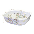 TCB003- White and Floral Rectangle Basin