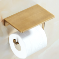 TBG034- Brushed Gold Toilet Roll Holder with Phone Shelf