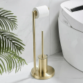 GBB056- Brushed Gold Floor Standing Toilet Brush and Roll Holder